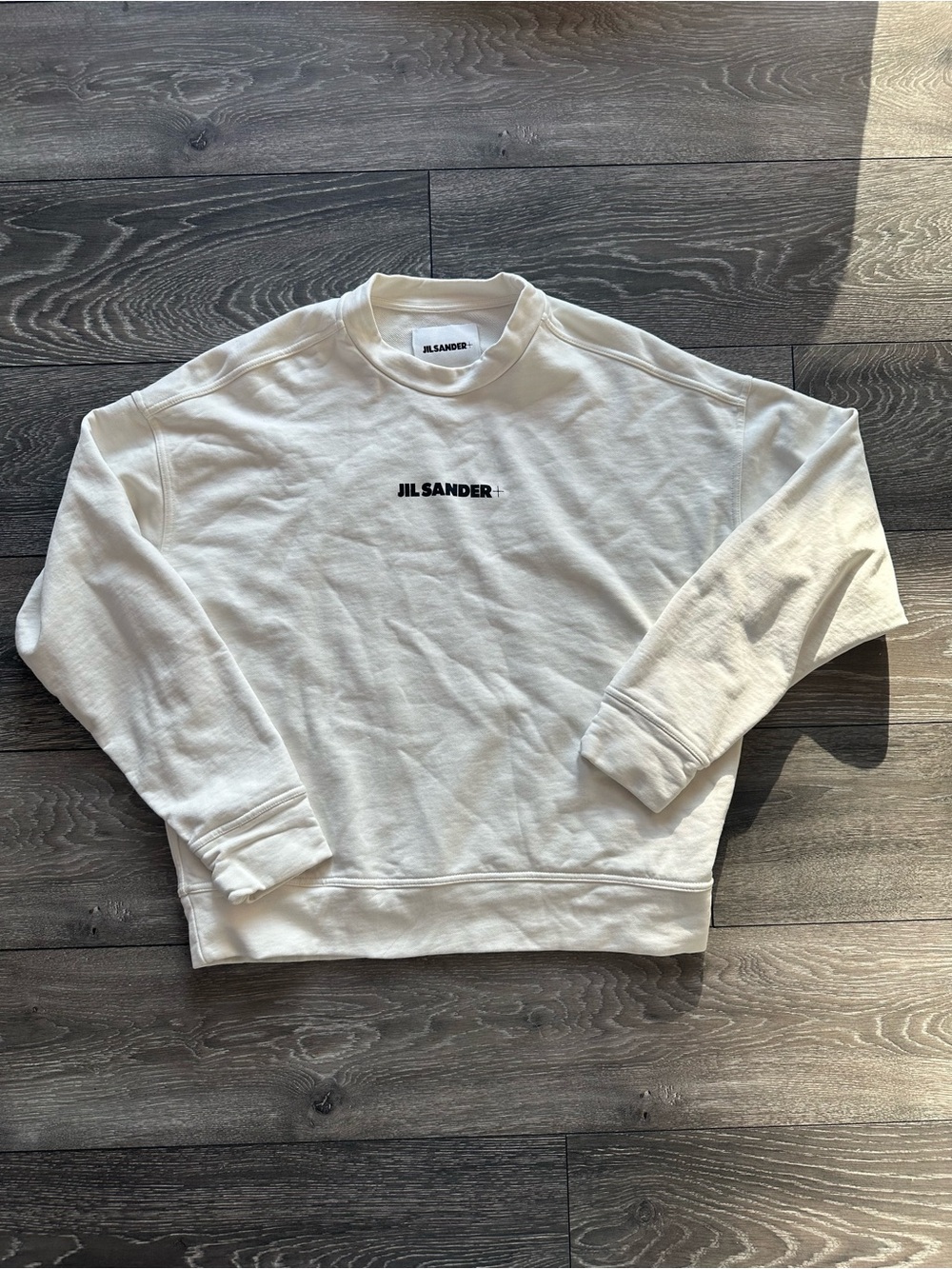 Jil Sander Cream Crewneck Sweatshirt with Center Logo